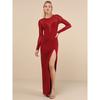 Foreign Trade Order Lu's Sexy Royal Sister Mesh Elegant Party Light Luxury Tea Break Long sleeve Split Gyaru Fashion Dress