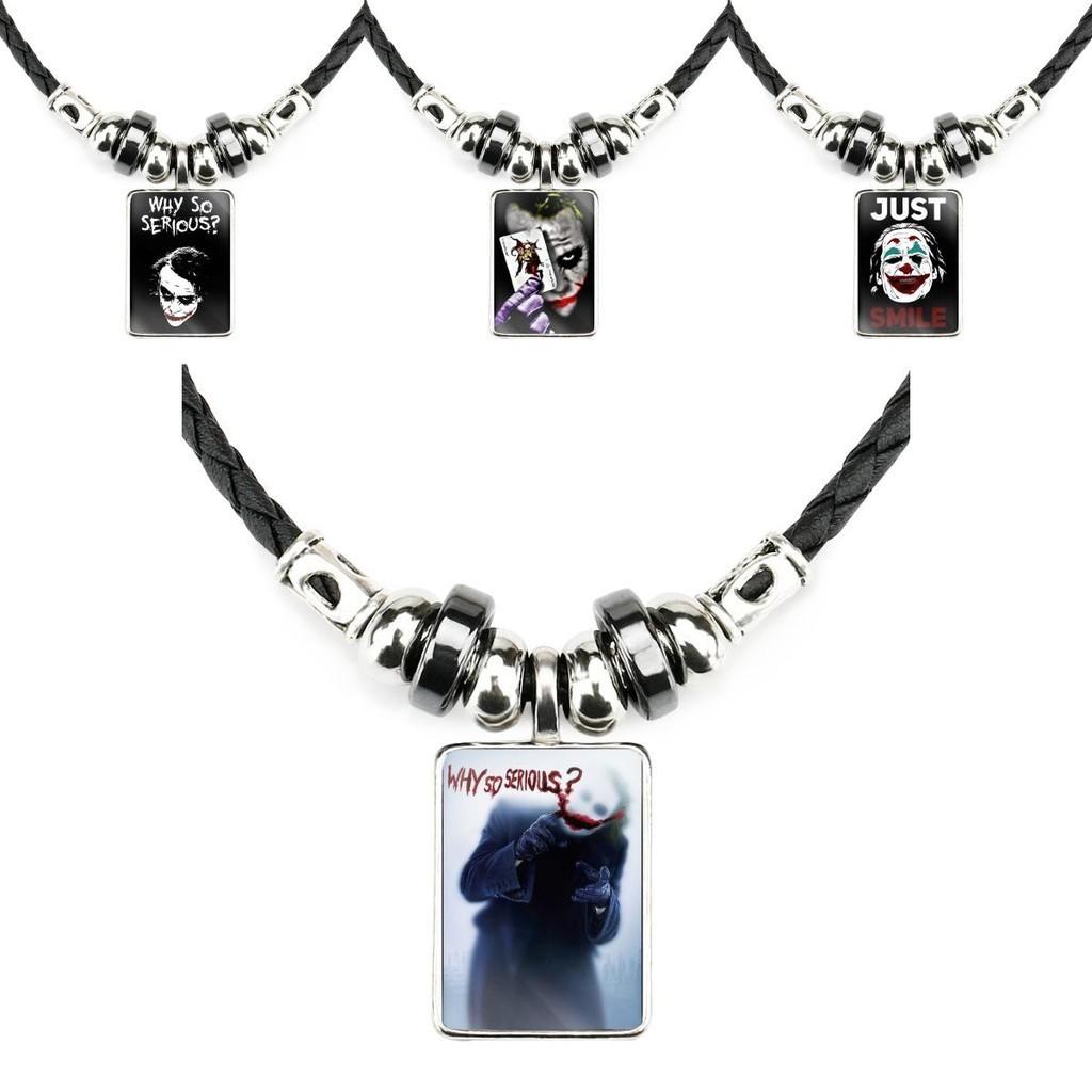 Klassische Joker Film Anhänger Halskette für Herren Handgefertigt Geometrisch Lederseil Kette