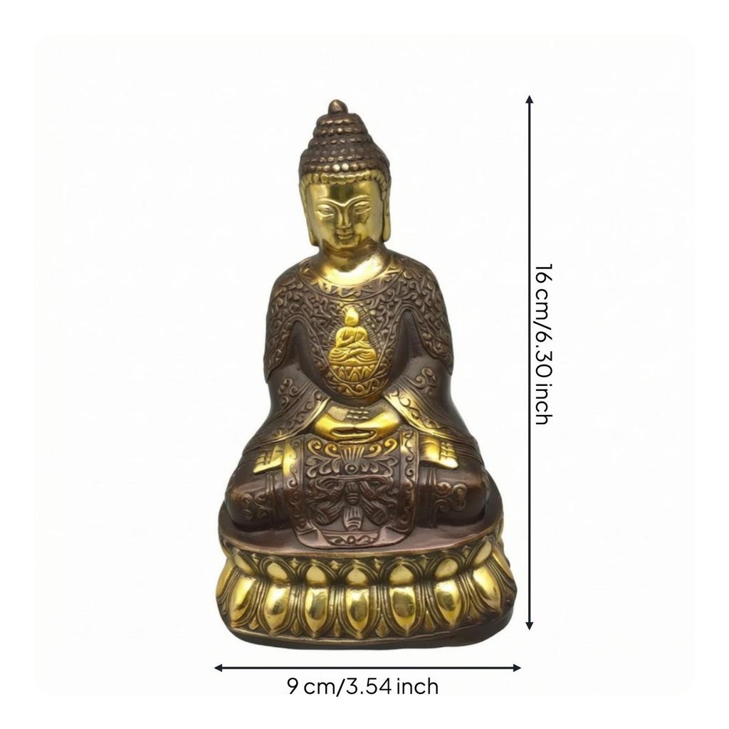 Buddha Statue with Pedestal Gilded AntiqueStyle Figurine for Collectors,