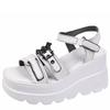 Summer Large Size Lolita Women's Shoes Metal Chain Love Harajuku ins Muffin Platform Wedge Heel Sandals