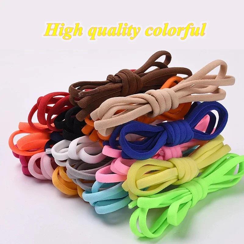 1 Pair Elastic Shoelaces Round Metal Capsules Lock No Tie Shoe Laces For Sneakers Easy To Put On And Off Lazy Shoes Lace Unisex