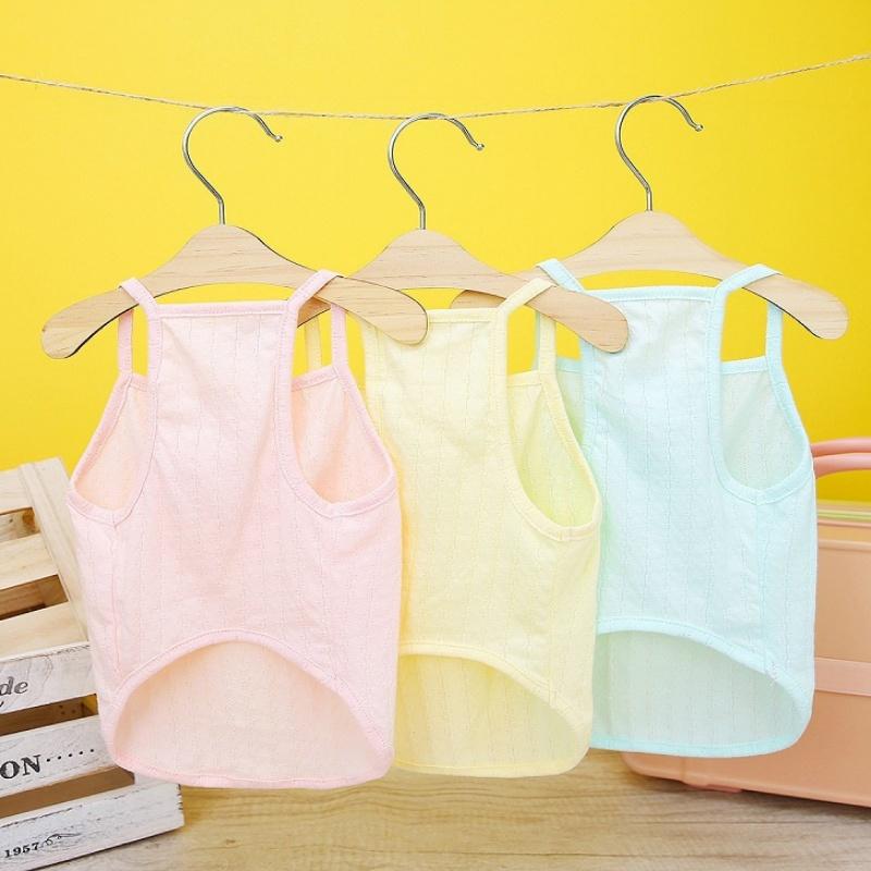 Cute Bow Dog Vest Fashion Solid Dog Clothes Summer Sling Puppy Shirt Soft Cotton Cat Vest Pet Pullovers Chihuahua Poodle Apparel