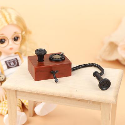 1: 12 Oyuncak Bebek Evi Mini Süs Eşyası Simüle Sabit Telefon Ve Retro Telefonlar