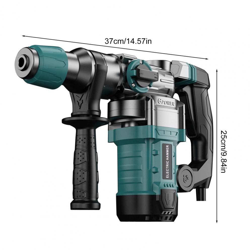 3 In 1 Hammer Drill, 1-1/4 Inch 13 Amp Heavy Duty Rotary Hammer Drill with Safety Clutch Power Tools with Chisels and Drill Bits