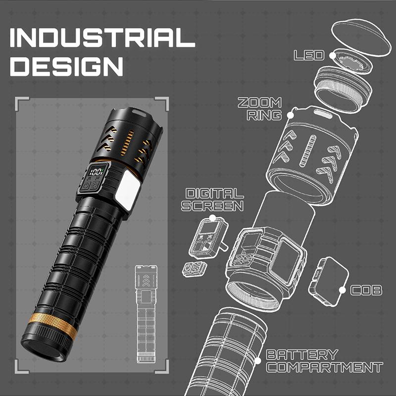 Strong Light Flashlight Rechargeable Aluminum Alloy,drop Resistant and Cold Resistant,remote Flashlight,outdoor Exploration and Emergency Situations
