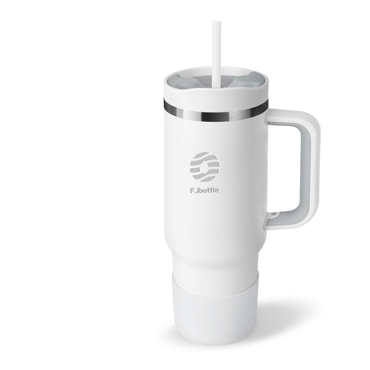 

FEIJIAN-Термокружка из нержавеющей стали с ручкой, крышки с трубочкой, кружка для кофе, автомобильные кружки, с двойными стенками, термоизоляционная, для холодных напитков, дорожная, 40 унций 1200ml белый