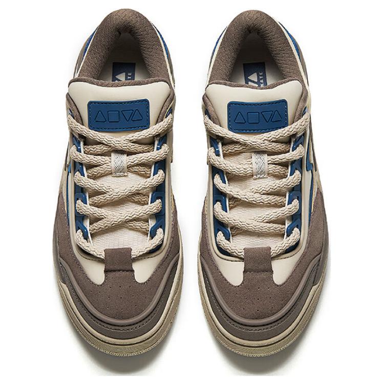 New Anta Non Slip Wear Resistant Shock Absorption Low Top Skateboard Shoes Men's Beige Brown Blue 112448081-3