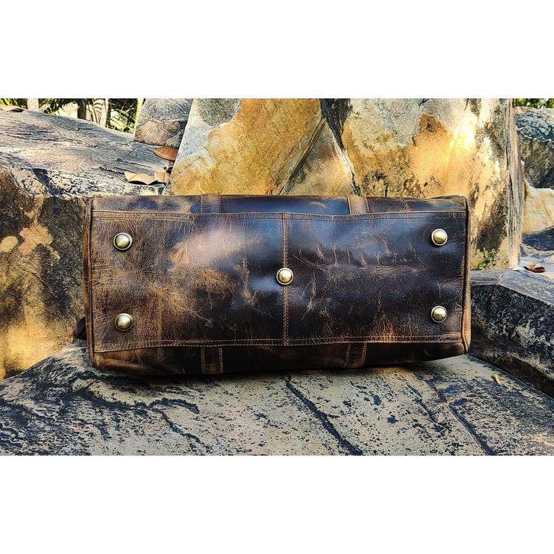 Leather Duffle Bag, Handmade Leather Weekender, Gym Bag, Vacation Duffel Bag, Travel Bag, Overnight Bag for Womens Day Gift