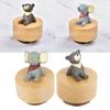 Music Box Round Shape Animal Style Pleasing Melody Exquisite  Wooden Musical Box for Kids Fam
