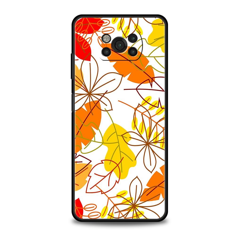 Phone Case For Xiaomi Poco X6 X5 X4 Pro 5G X3 NFC F5 F4 M5 M4 M3 F3 GT C51 C55 Cover Autumn leaves fall fox pumpkin Halloween