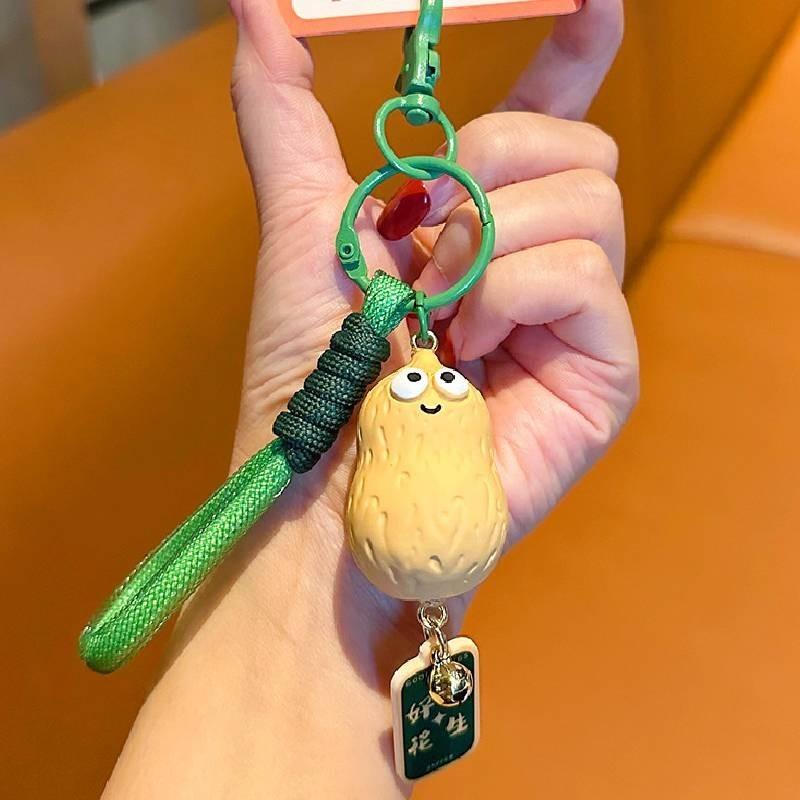 Peanut Persimmon Solid Color Hand Rope Key Chain Bag Decorative Pendant Gift