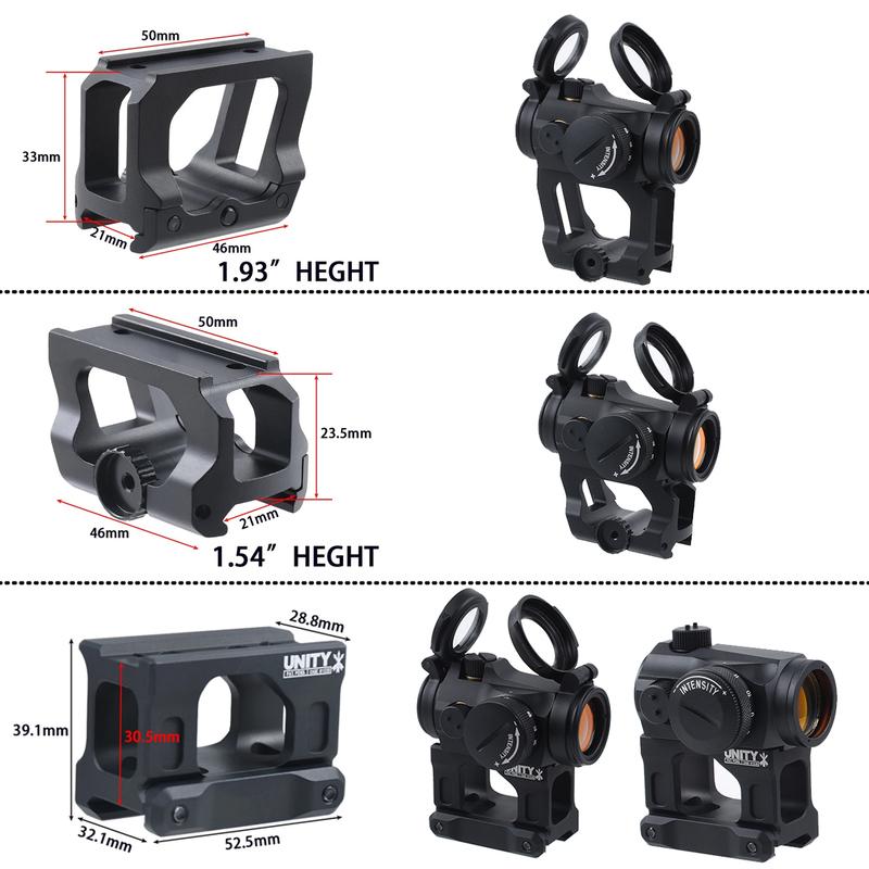 T01 T02 Red Dot Sight UNITY Fast Riser Mount Duty RDS R5 Offset Mount 45° Side Mount Optic Bracket Sight Scope Raiser Optic Base