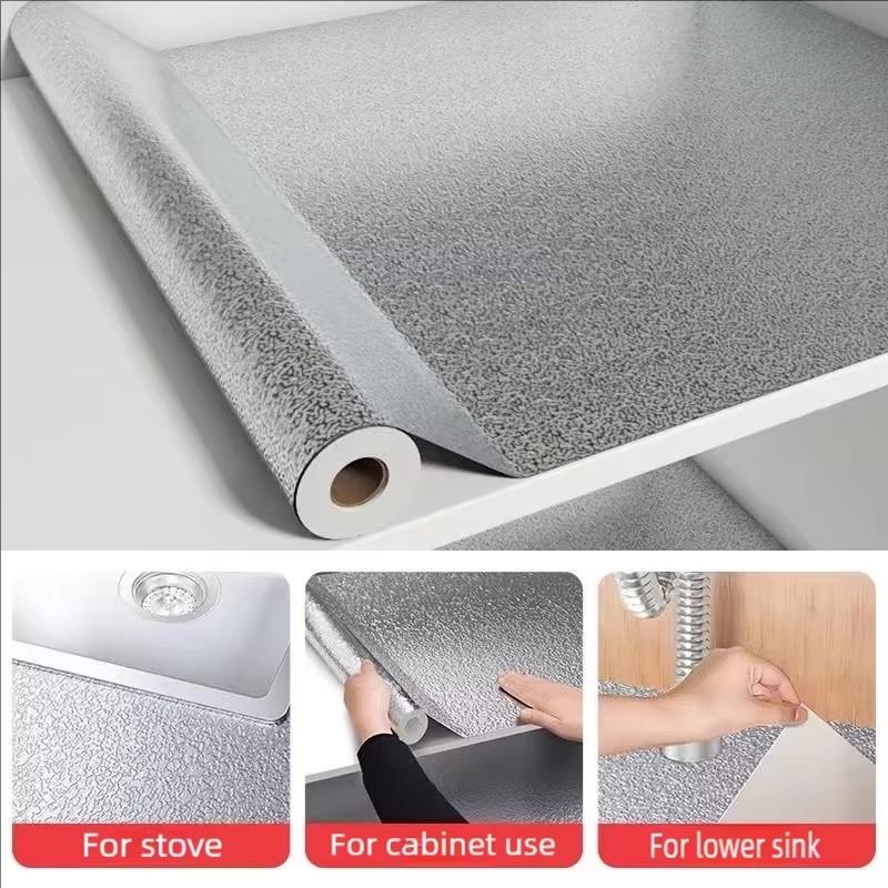 Kitchen Aluminum Foil Wallpaper Oil-Proof Waterproof Fireproof Wall Sticker High-Temperature Resistant Anti-Fouling StoveSticker