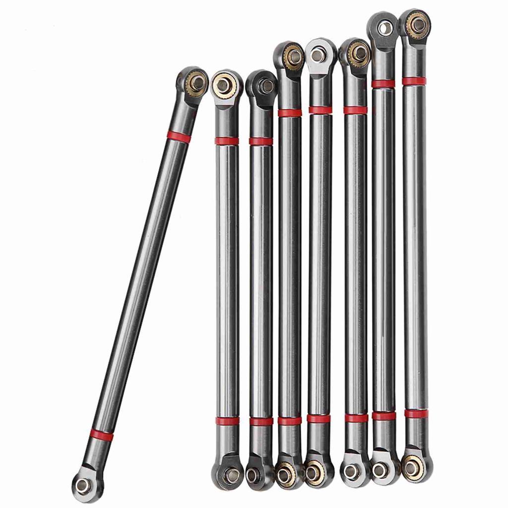 8Pcs Aluminium Alloy Link Rod for SCX10 1 10 313mm Wheelbase RC Crawler Car (Titanium Color)