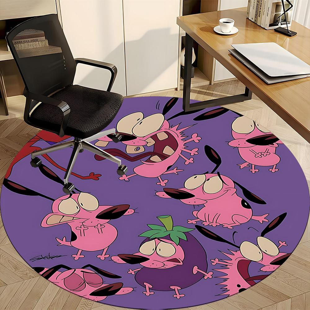 1pc Courage the Cowardly Dog Office Round Area Rug, Under Office Chairs Bedroom Living Room Home Decor, Room Decoa1016065