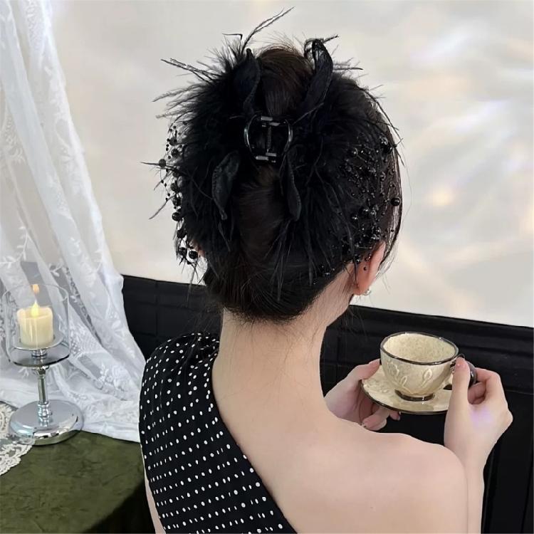 Beach Feather Hair Claw Clip Ponytail Claw Princess Barrettes Hair Adornment