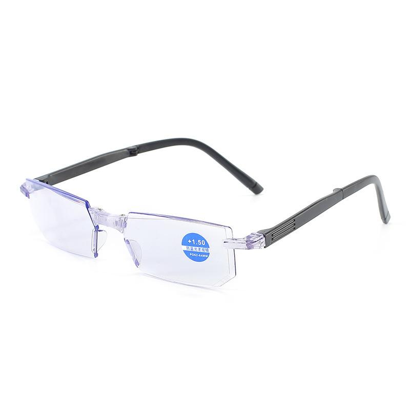 Stall Frameless Folding Anti-Blue Reading Glasses Diamond Trimmed Integrated Presbyopia Glasses
