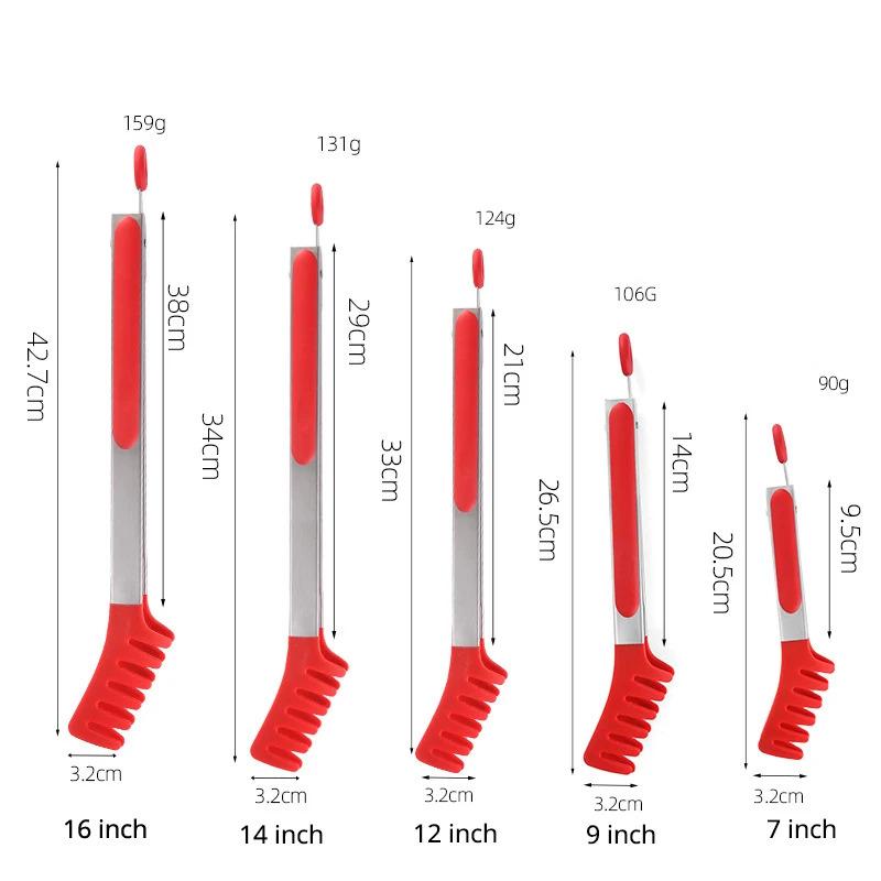 Pinza per Cibo in Acciaio Inossidabile e Silicone, Pinza per Barbecue Resistente al Calore e alle Scottature, Pinza Estesa per Pane, Strumento per Cottura in Cucina