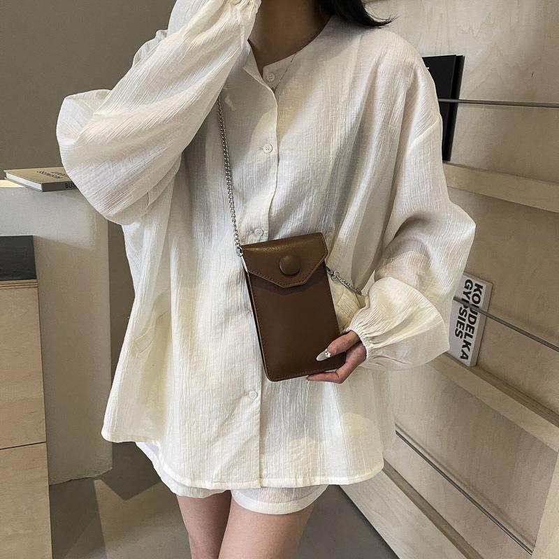 Small bag women's texture casual new trendy messenger bag texture small bag mobile phone bag small satchel