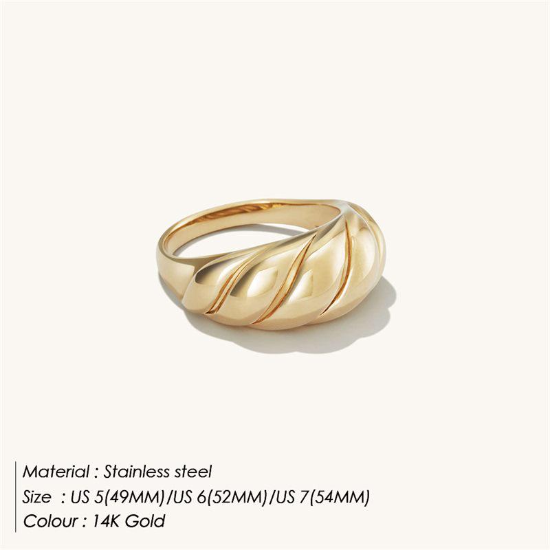 St. Delan Gold-Plated Stainless Steel Croissant Ring for Couples