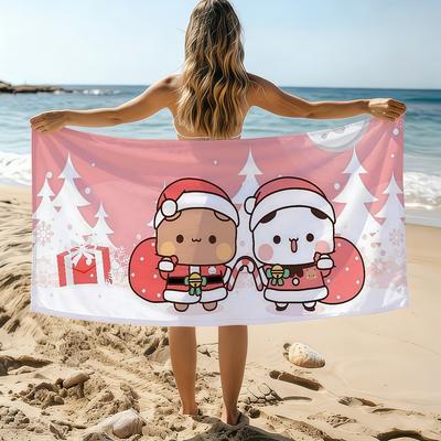 Cartoon Dudu Bubu Christmas Towel Beach Towel Oversized Quick Dry Towel Absorbent Soft Swim BeachTowels for Men Women