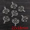 20pcs Antique Silver Plated Vintage Flower Drop Heart Retro Connector Charm Pendant DIY Necklace Jewelry Findings Accessories