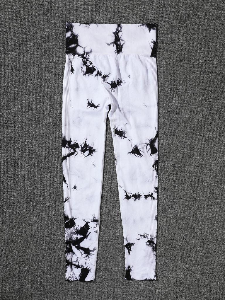 Women's High-Waist Tie-Dye Yoga Pants - European & American Style, Peach Hip-Lifting, Outerwear Fit