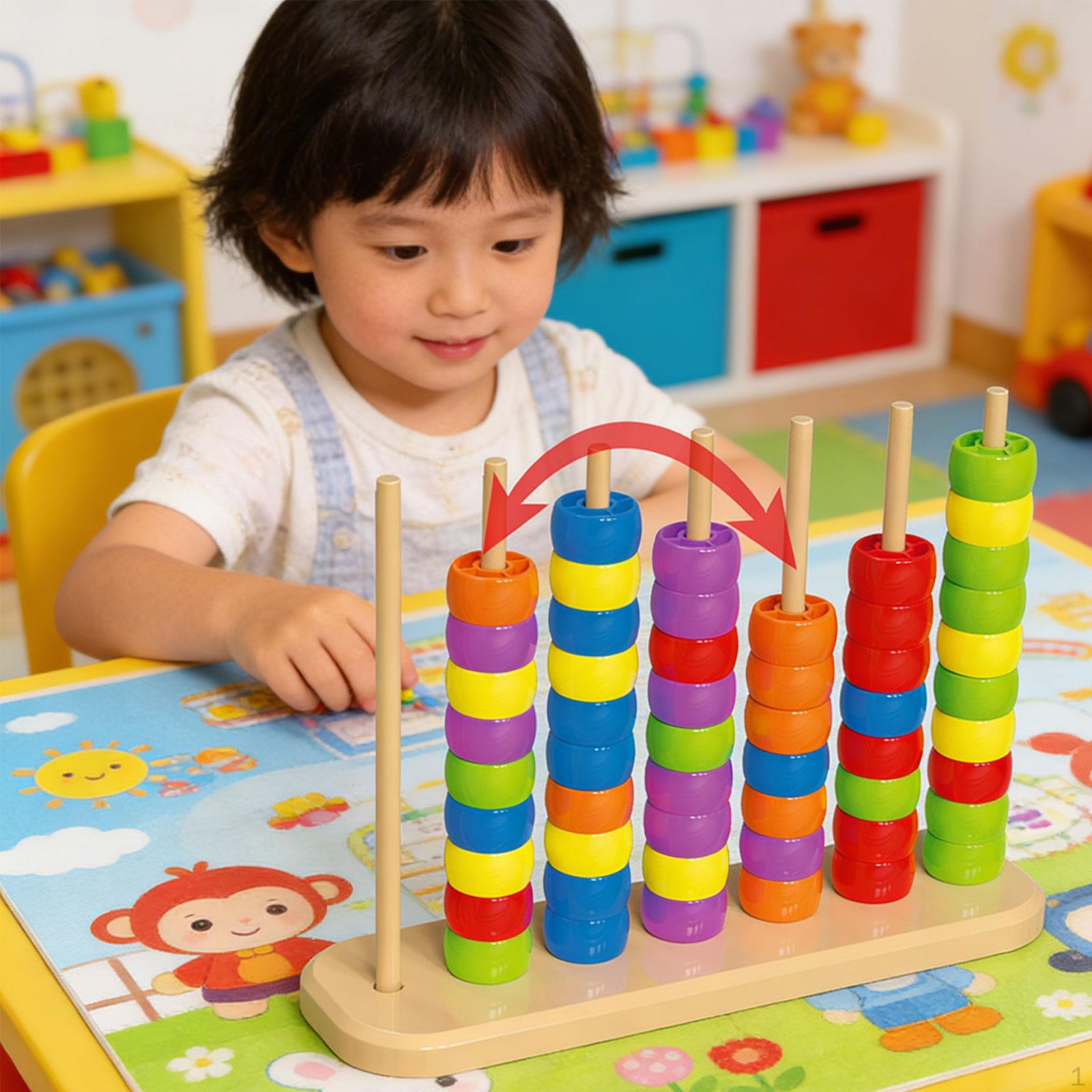 

Color Sorting Stacking Toys Counting Game Early Learning Toy Fine Motor Skills Beads Sequencing