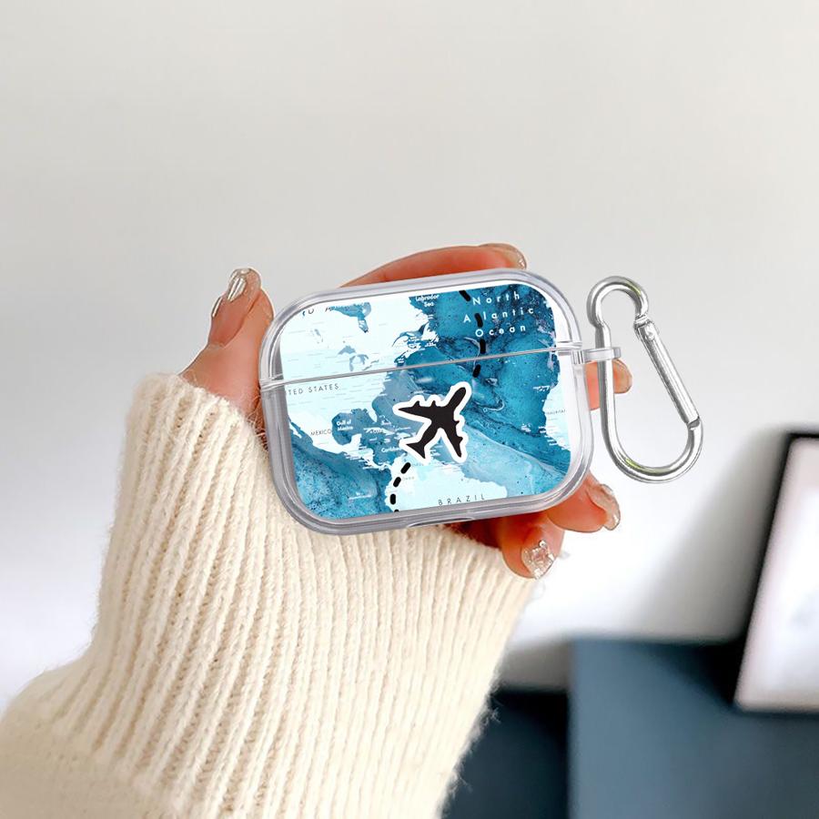 Case For Airpods 2 Pro 1 3 Pro3 Pro2 4 Clear Earphone Cases Cover Airplane Map