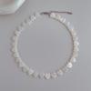 Damen Weiße Herzmuschel Perlenkette Silberbeschichtete Kette Choker Strandschmuck