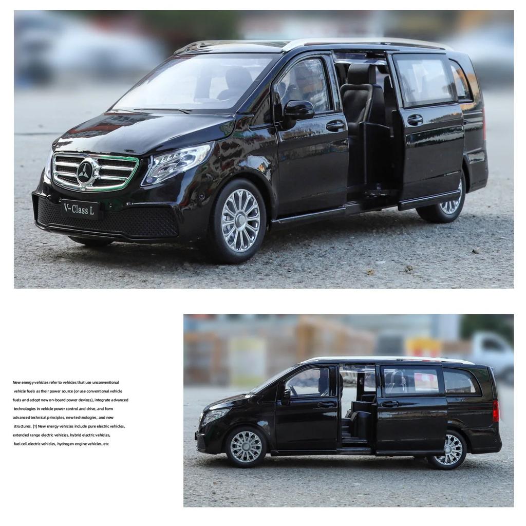 NEU 1/24 Benz V260 MPV Legierungsmodellauto Spielzeug Die-Cast Guss Sound und Licht Rückzieher Auto Spielzeug für Kinder Fahrzeug