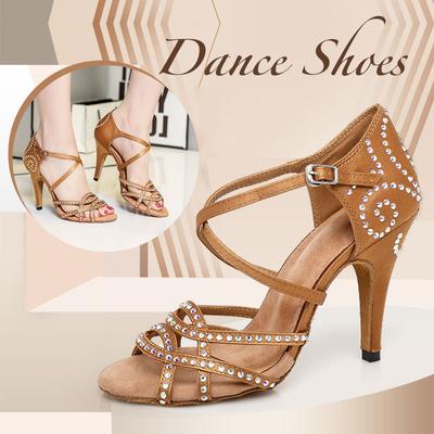 Damen Latin Dance Schuhe Glänzende Strass Modern Dance Schuhe Absatz 10cm