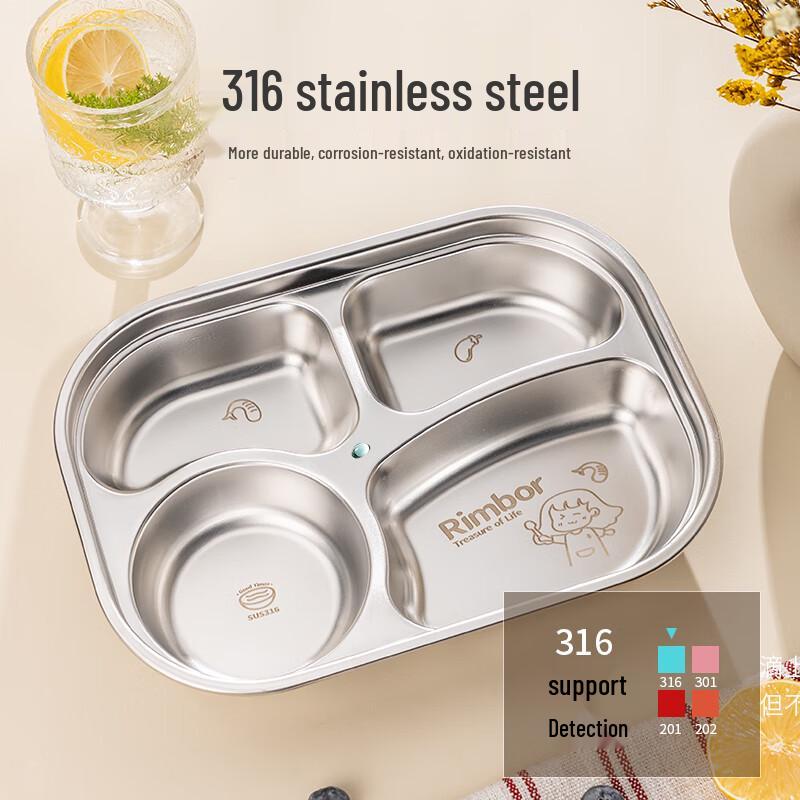 Kids Divided Stainless Steel Dinner Plate