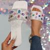 Fashion Summer Designer New Flat Heel Rhinestone Slippers Women Fashion All-match Rhinestones Sandals Outdoor Beach Slides Slippers