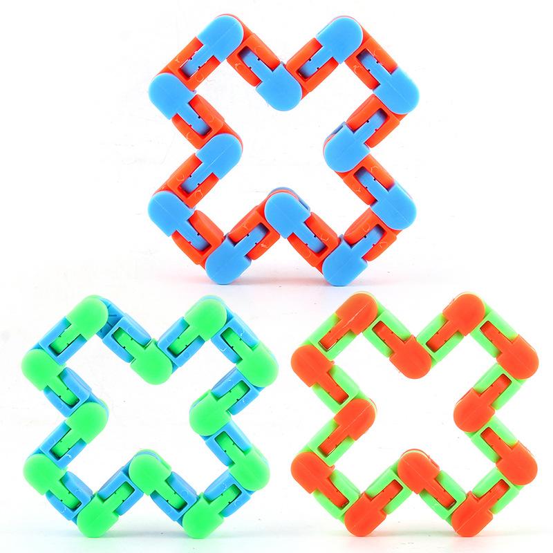 New Strange Vent Decompression Toy Decompression Changeable Rail Car Chain 24 Sections Building Block Bracelet Chain