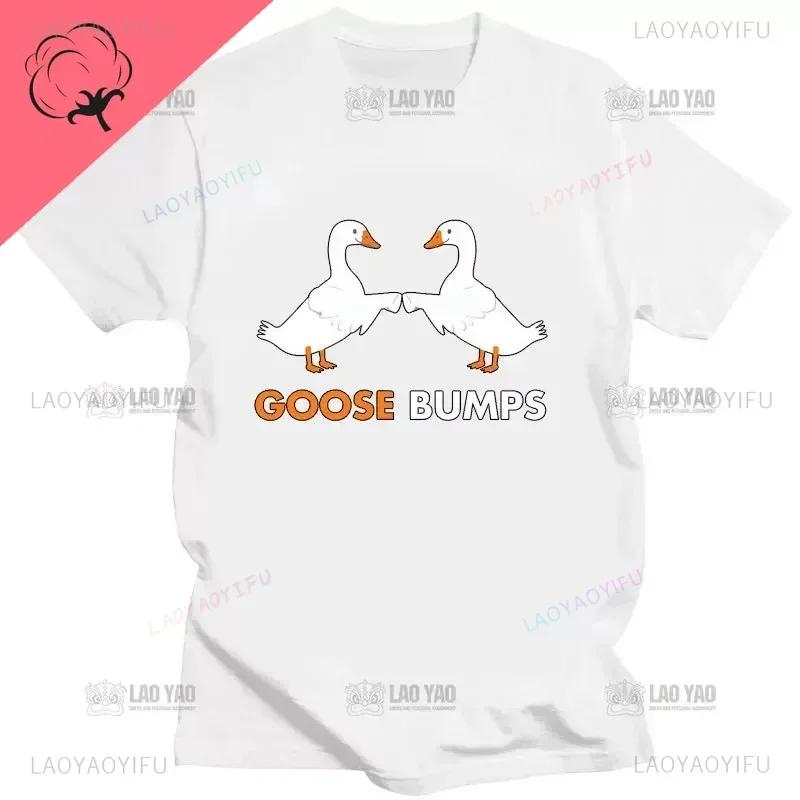Kawaii Koszulka z Gęsią Zabawna Koszulka Gęsia Skórka Głupia Gęś Kobiety Mężczyźni Casualowe Topy do Dojazdów Oversizowa Koszulka Camisetas Koszulki na Zamówienie