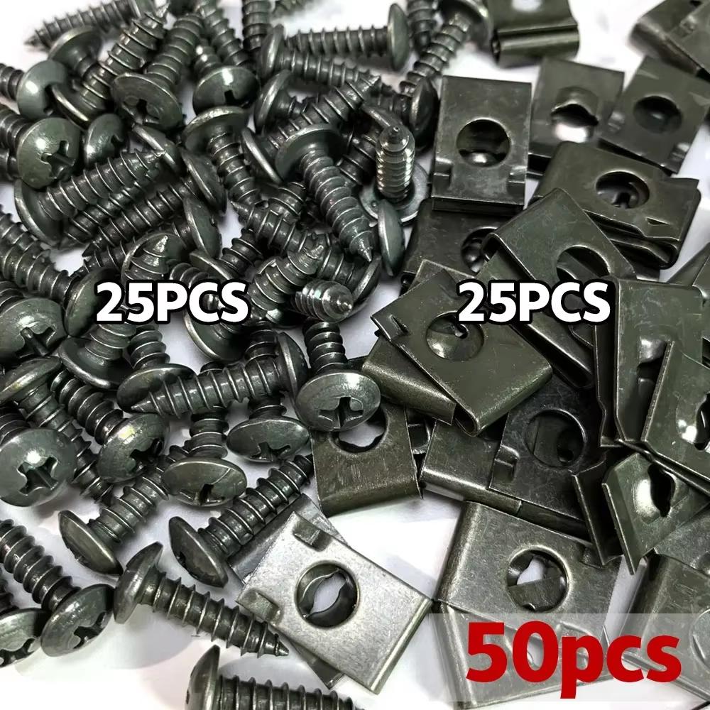 Mixed Car Motorcycles Metal Screw Tapping Fastener Clip U-Type Clip with Screw Anti-rust Protection Clip Screw Buckle Iron Sheet