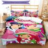 3pcs Strawberry Princess3 Design Cover Set - HD Printed Bedding with 1 Cover and 2 Pillowcases - Perfect for Home and Dorm Decor