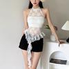 European and American style summer new women's clothing pure desire round neck hanging neck hollow backless irregular edge small vest