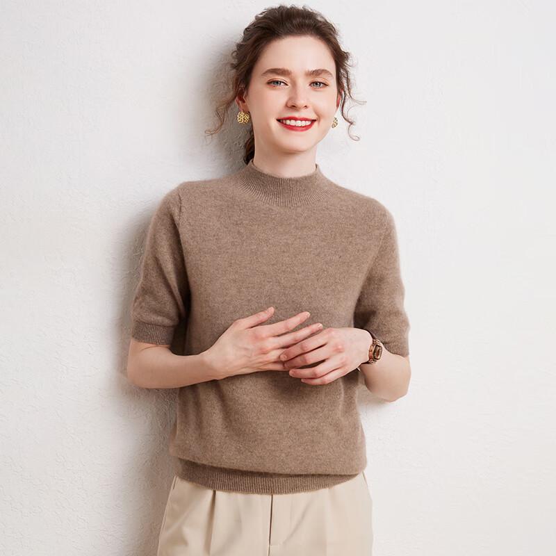 Fanzhen Women's 100% Cashmere Short-Sleeve T-Shirt