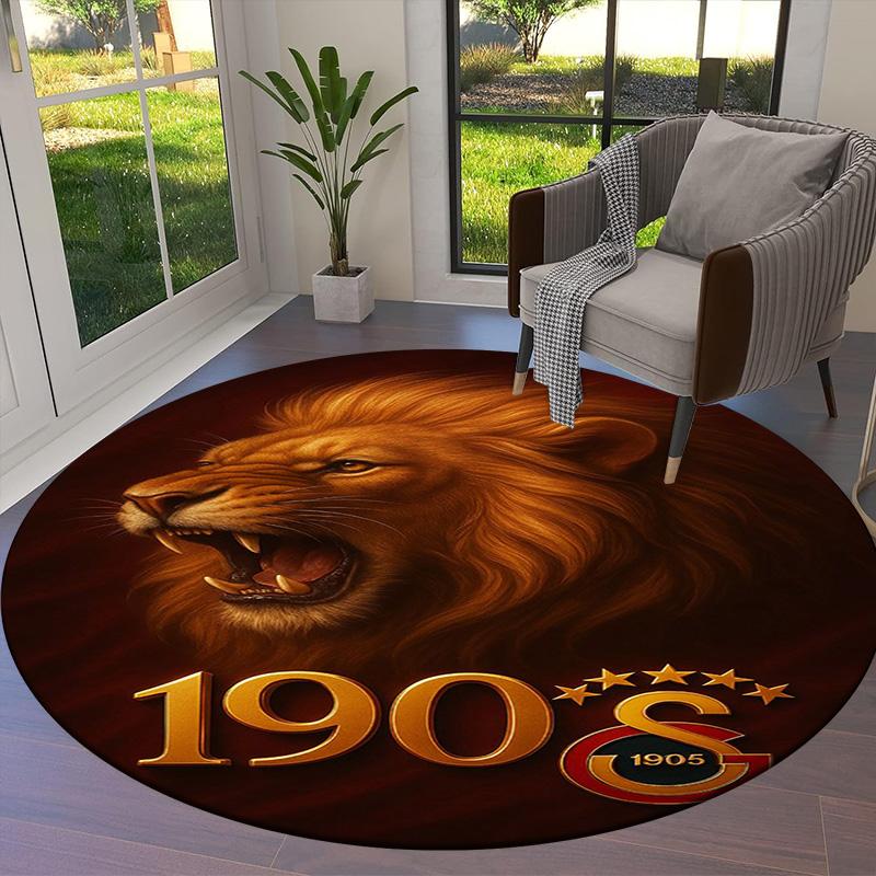 Galatasaray S Round Area Rug,Carpet Rug for Living Room Bedroom Sofa Playroom Decor,Non-slip Floor Mat