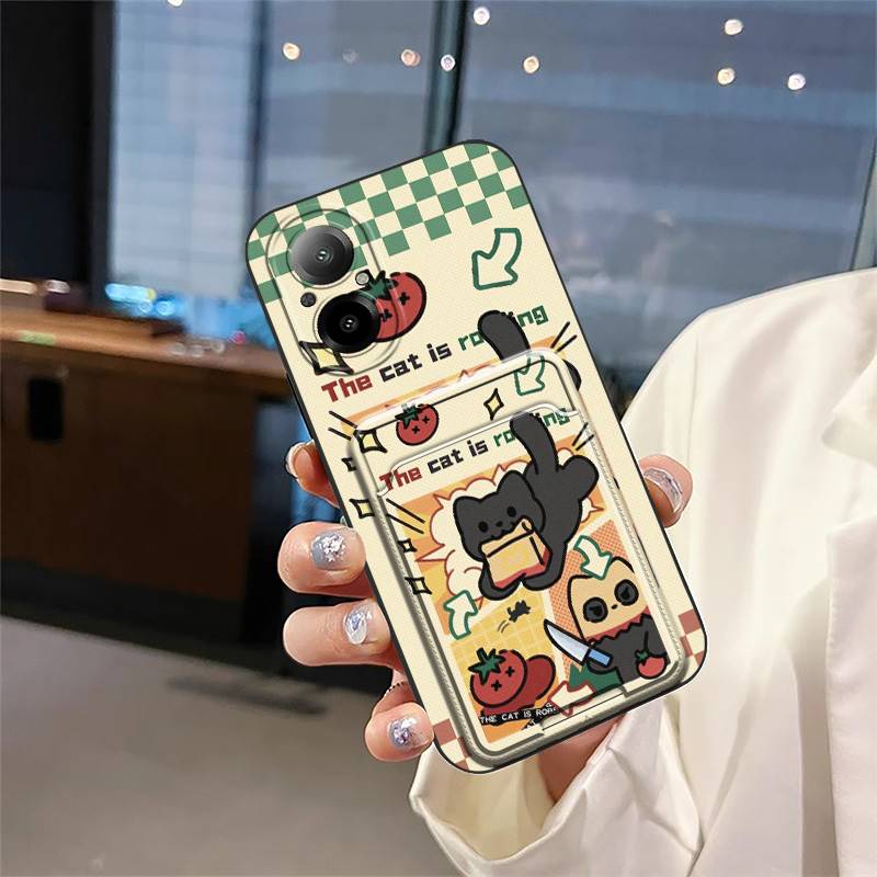 Durable Fashion Design Phone Case For Realme C67 4G/Realme12 Lite Card slot Graffiti TPU Anti-dust Cartoon Card sleeve