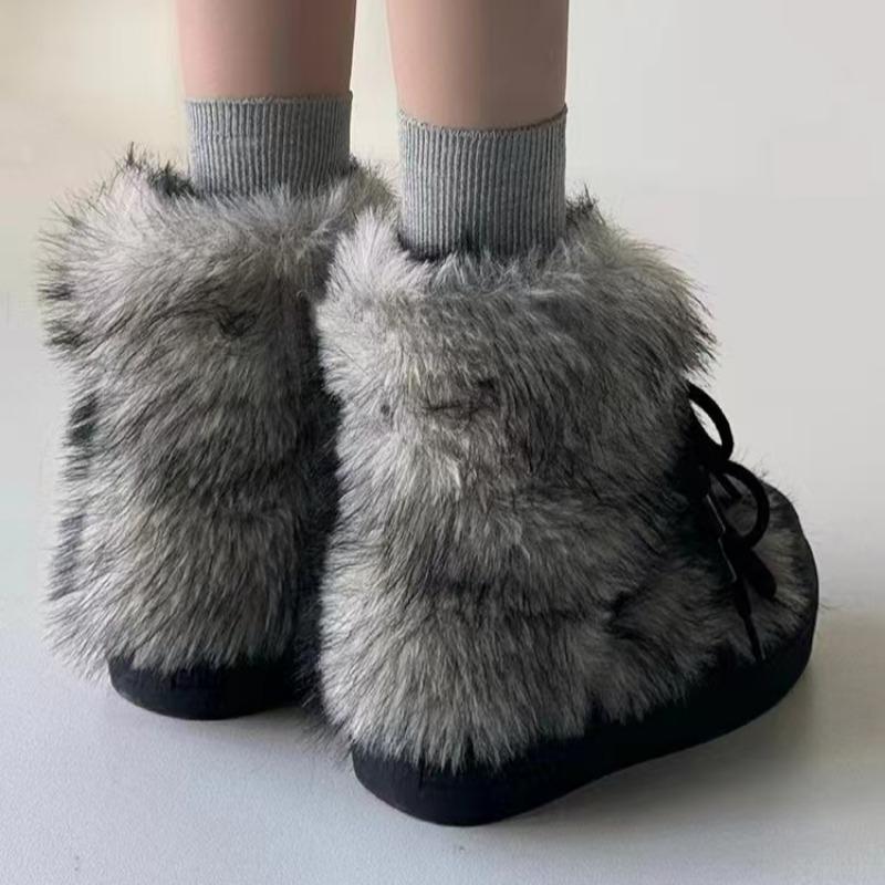 Ankle Flat with Snow Boots Slip-on Round Toe Mid Heel Women's Shoes On Sale 2024 High Quality Solid -tied Women's Boots
