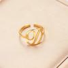 Initial Letter Rings for Women Gold Color Stainless Steel A-Z Letter Adjustable Ring Aesthetic Wedding Christmas Jewelry Gift