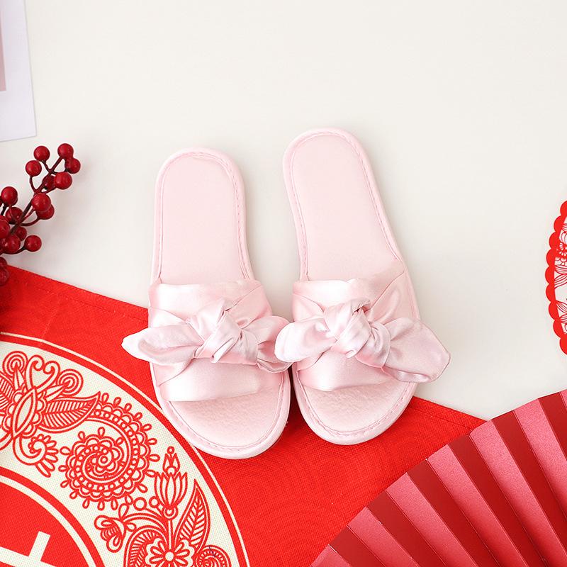 Wedding slippers female summer newlyweds festive red pair of dowry bridesmaids satin red wedding shoes male