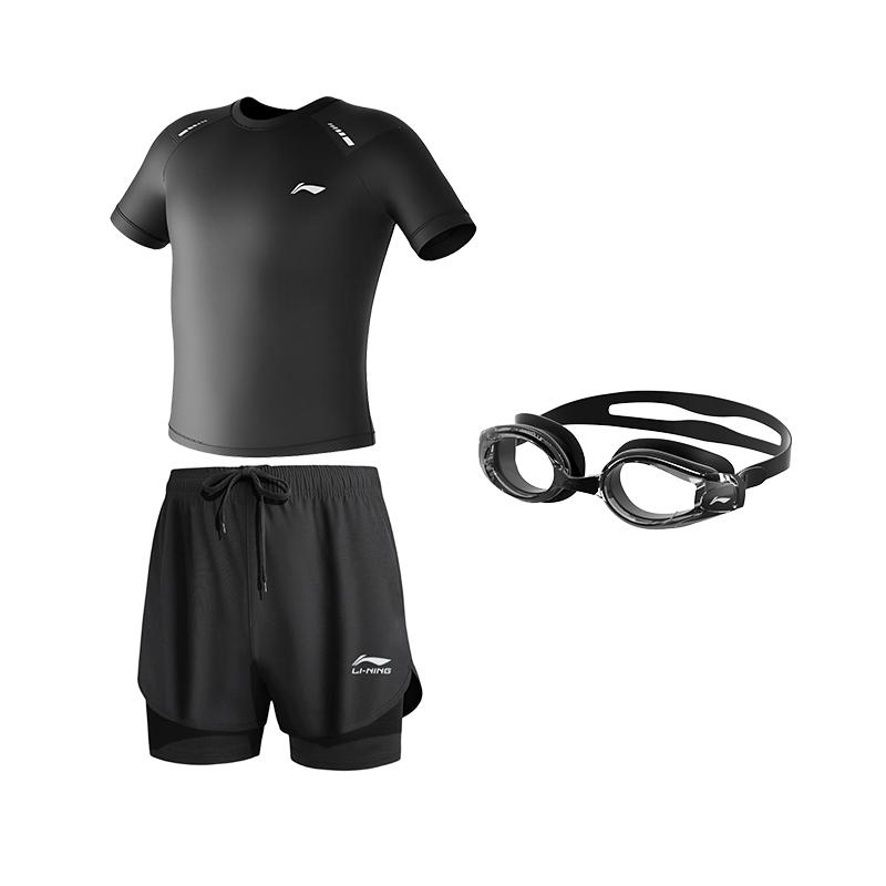 Li Ning Swimsuit Set Men's Black LNYW821-1+LSKT607-1