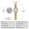 BERNY Armbanduhr Damen Gold Armbanduhr Damenuhr Vintage Kupfer Spiegelform Japanisches Quarzwerk 3ATM Wasserdicht Ganz Edelstahl Mode Damen