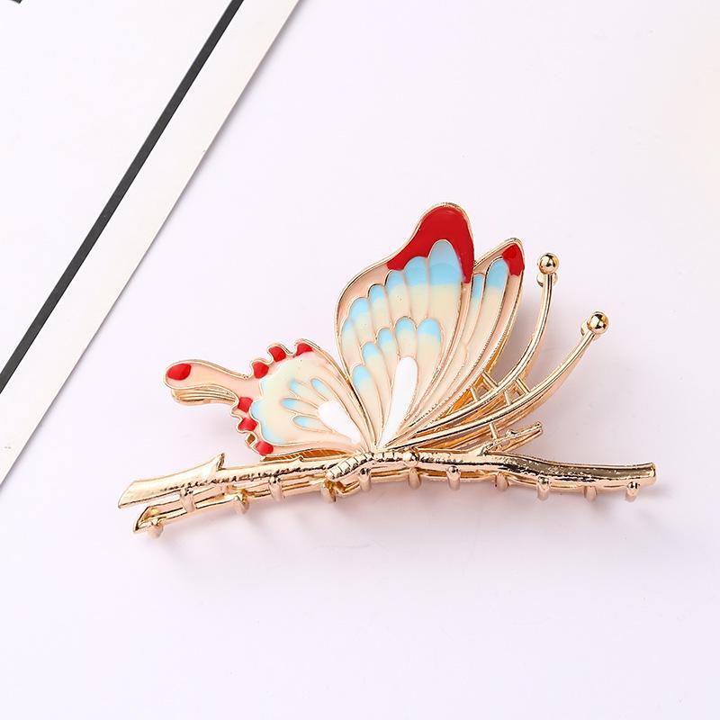 9-Color Painted Butterfly Hairpin - Ancient Style Shark Clip Ornament