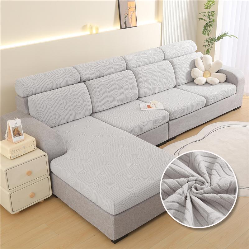 Thick Cushion Cover Wave Pattern Jacquard Sofa Seat Cover for Living Room L-Shaped Corner Sofa Backrest Sofa Protector