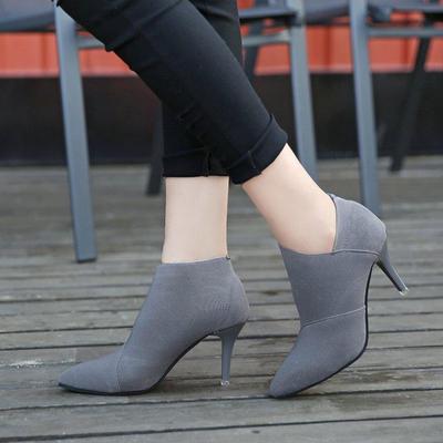 2024 Damskie Buty Wsuwane Retro Wysoki Obcas Botki do Kostki Elegancki Czubek Anglia Casual Krótkie Buty Damskie Szpiczasty Nosek Szpilki888